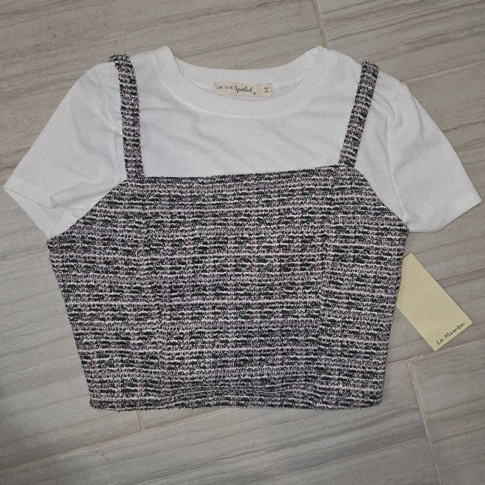 Live To Be Spoiled Tweed Layered Look Top - Juniors M